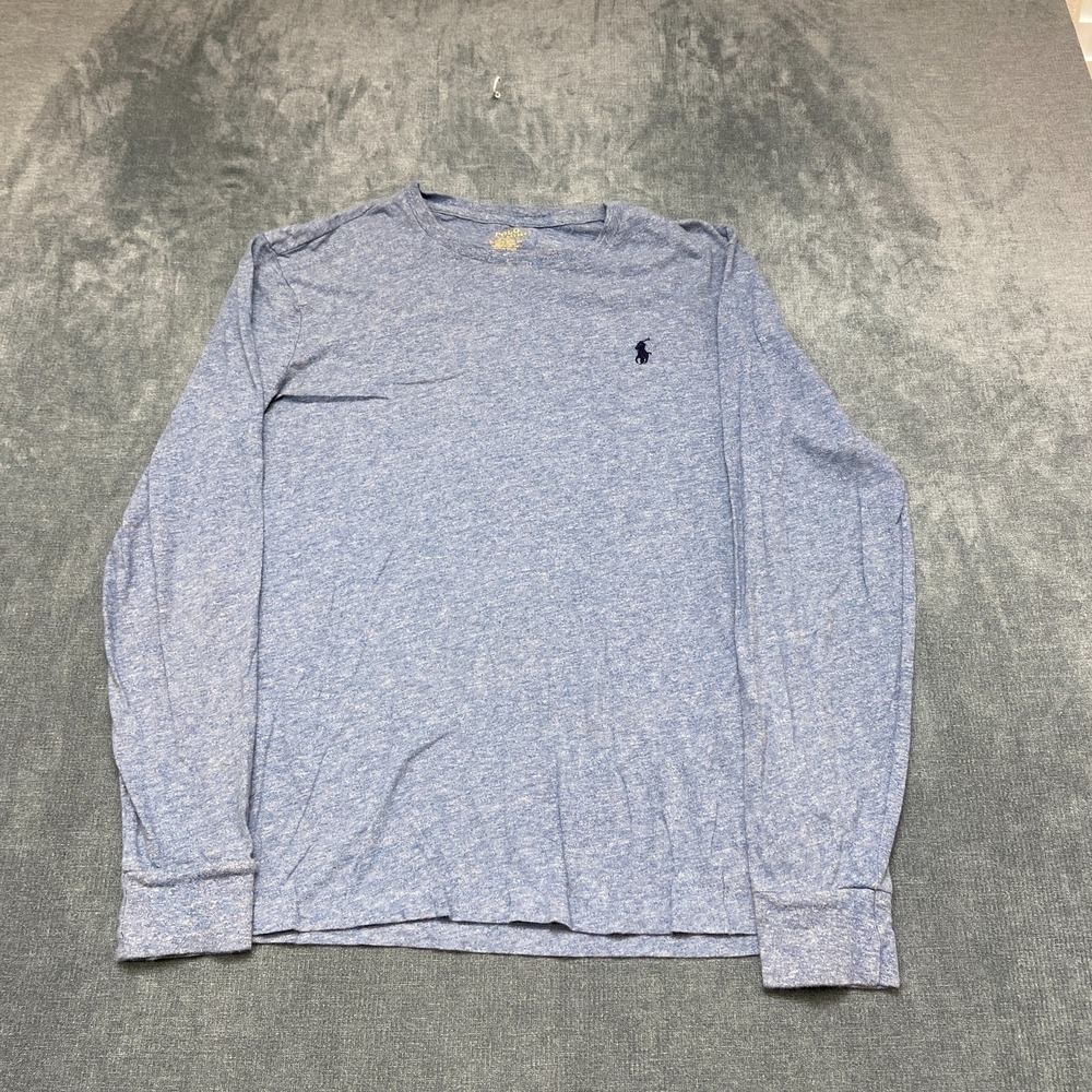 Polo Ralph Lauren Custom Slim Fit Shirt Mens Medium Blue Logo Crew Neck Comfort